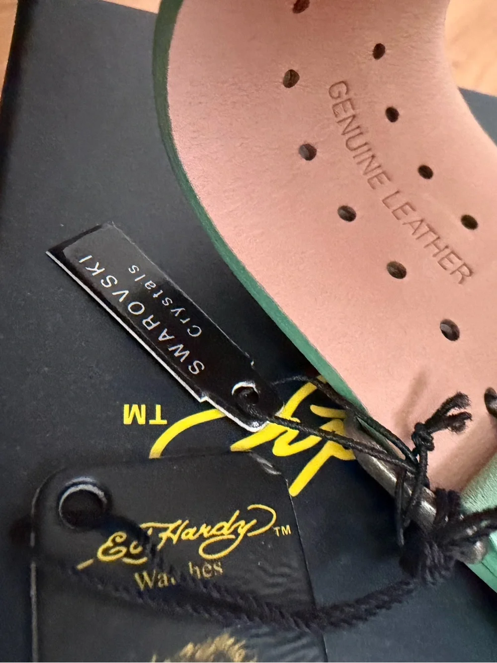 Ed Hardy Leather & Swavorski Crystals Studded Rockstar Cuff Watch Vintage Y2K